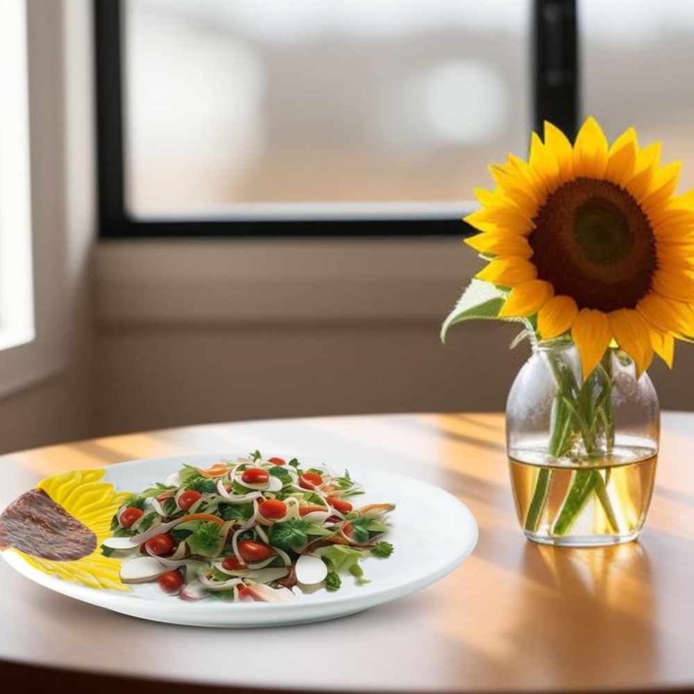 Sunflower 8 Inch Round Serving Platter White Serving Trays Set Of 4 (028) - Picture 5 of 5